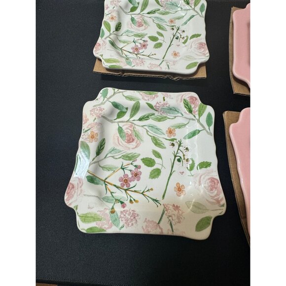 Sweet Laurel 6" Dessert Plates Set Of 4- 2 Floral & 2 Pink New In Box - Picture 5 of 7